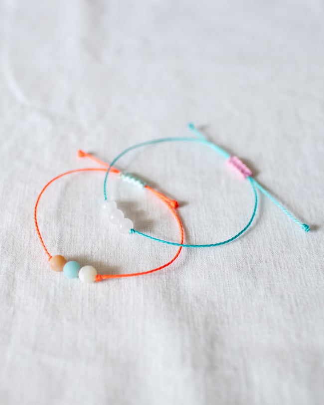 Everyday Bracelet - Amazonite on Fluorescent Orange