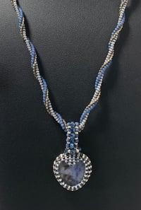 Image 2 of Bezeled Pendant with 3 bead spiral chain