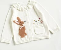 Image 2 of Children Cotton Knitted Sweaters Rabbit Embroidery