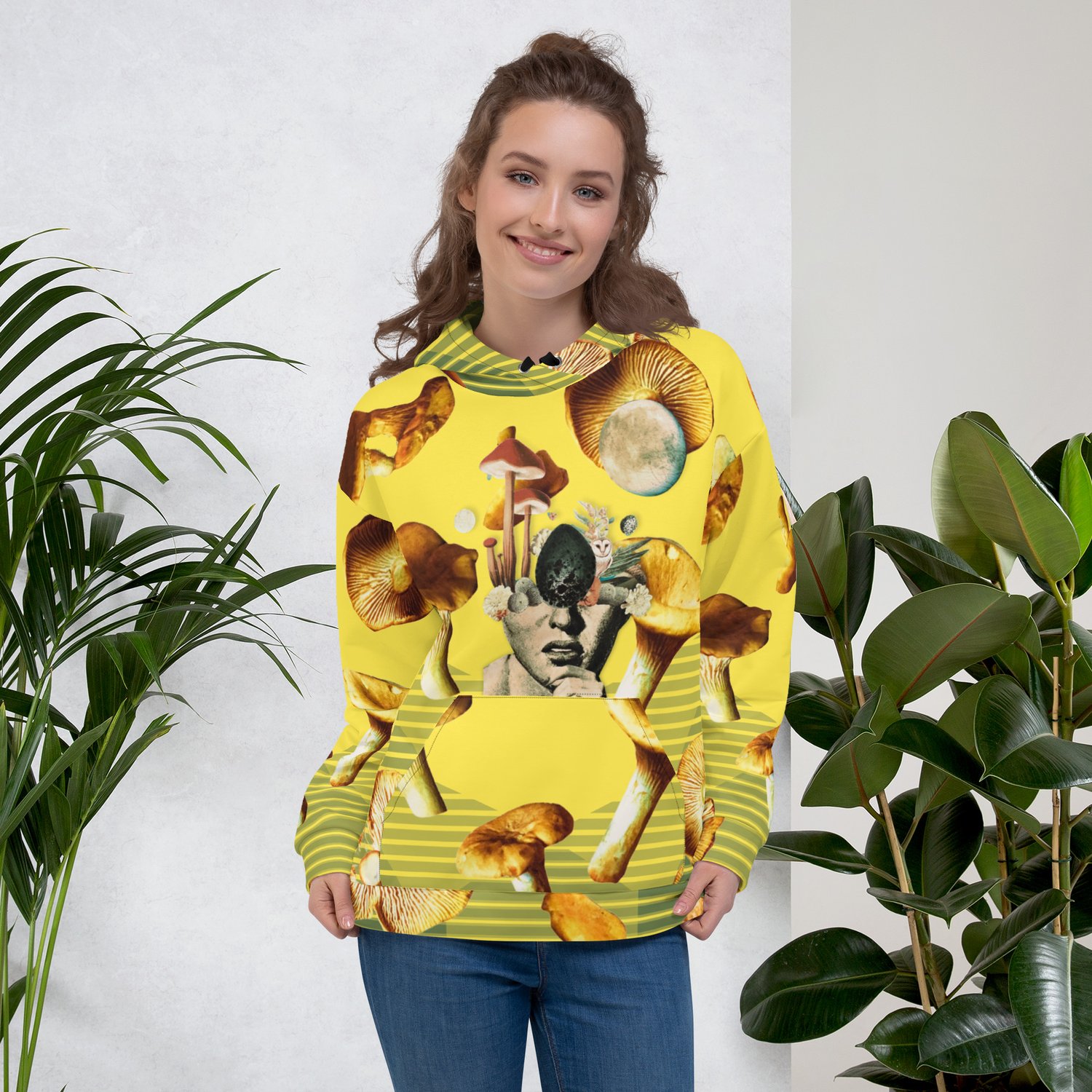 Image of Yellow Shroomie - Unisex - All Over Print Pullover Hoodie