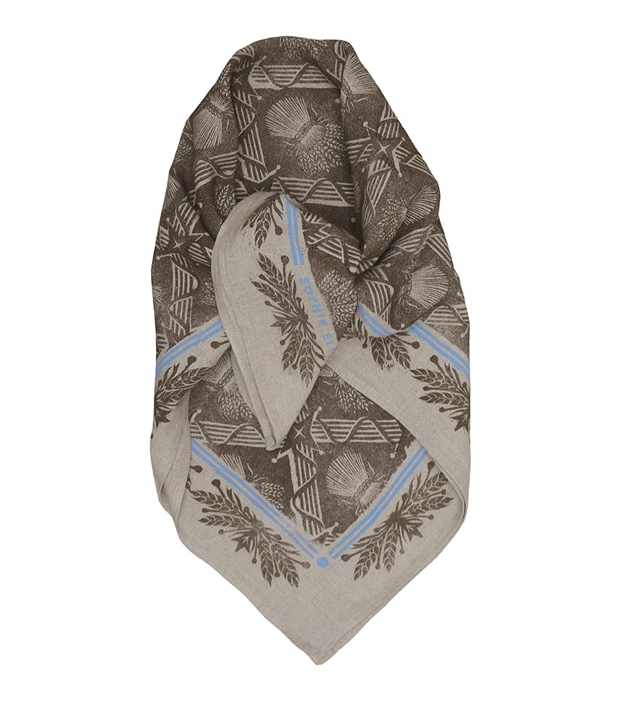 Image of Harvest Festival Scarf - Flax + Peat - Block Printed