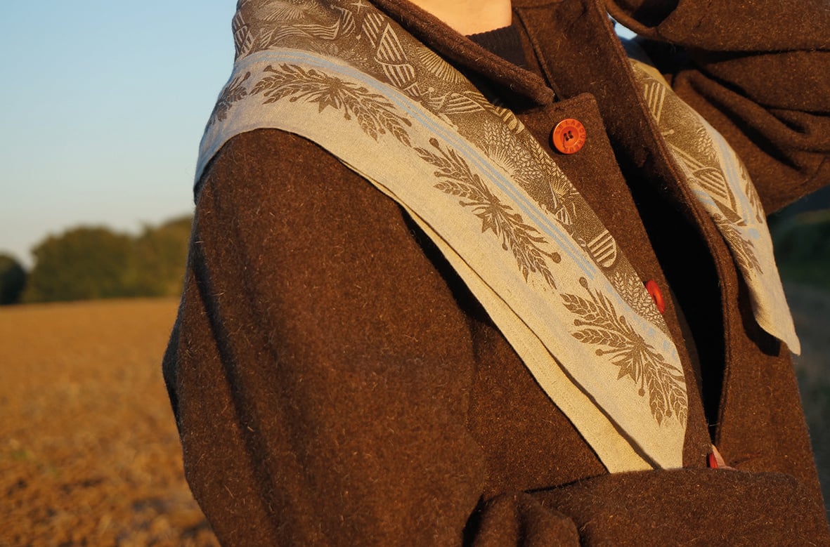 Image of Harvest Festival Scarf - Flax + Peat - Block Printed