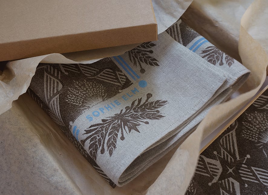 Image of Harvest Festival Scarf - Flax + Peat - Block Printed