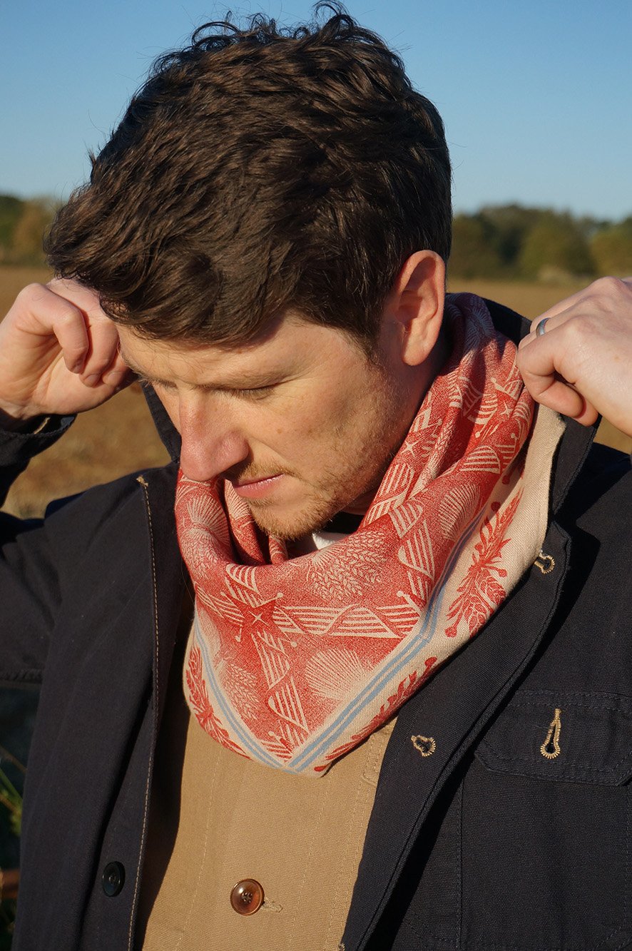 Image of Harvest Festival Scarf - Plaster + Poppy - Block Printed