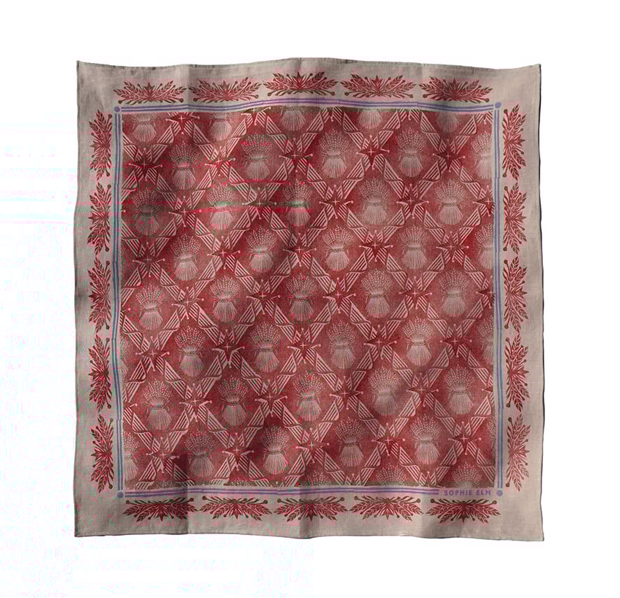 Image of Harvest Festival Scarf - Plaster + Poppy - Block Printed