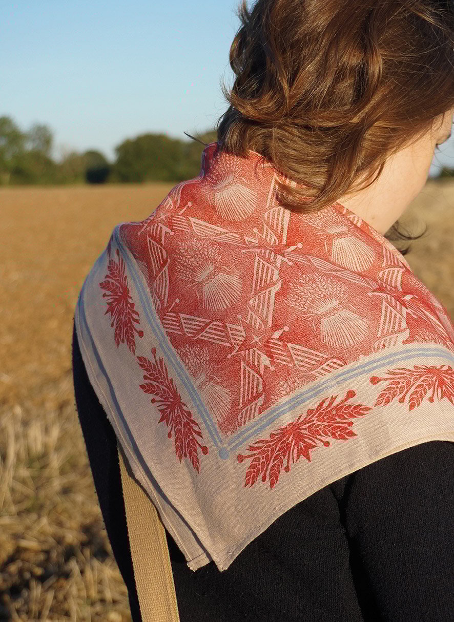 Image of Harvest Festival Scarf - Plaster + Poppy - Block Printed