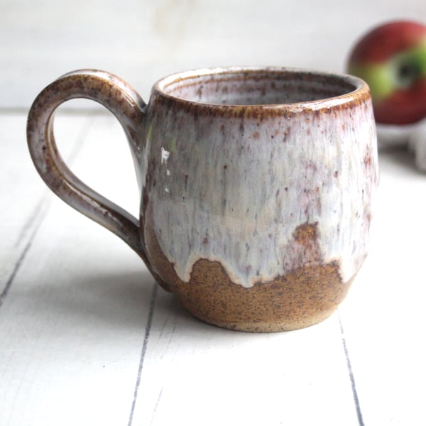 Image of Rustic Pottery Mug in a Honey and Cream Glaze, 16 oz. Handcrafted Coffee Cup, Made in USA