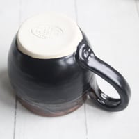 Image 10 of Amber Brown, and Matte Black Pottery Mug, 14 oz. Handcrafted Coffee Cup, Made in USA 