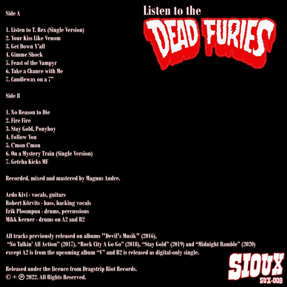 Listen To The Dead Furies LP (Sioux) White Vinyl