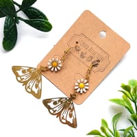 Image 1 of Golden Moth & Daisy Earrings 