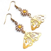 Image 2 of Golden Moth & Daisy Earrings 