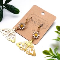 Image 3 of Golden Moth & Daisy Earrings 