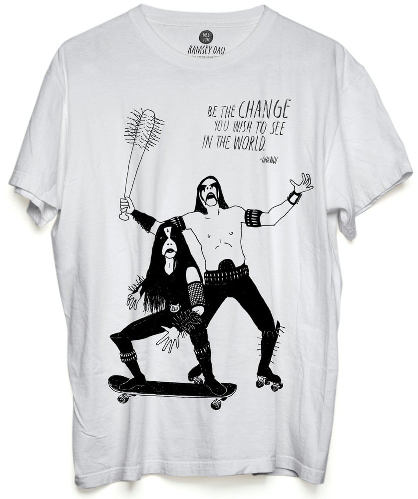 Image of Ramsey Dau "Ghandi Black Metal Rockers" T-Shirt