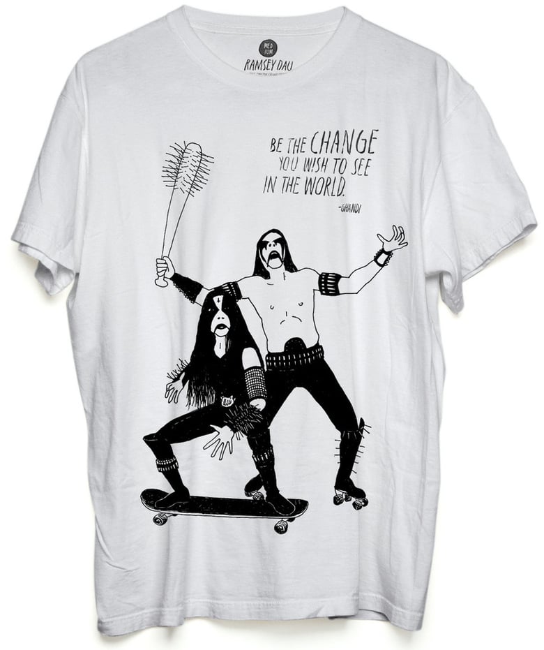 Image of Ramsey Dau "Ghandi Black Metal Rockers" T-Shirt