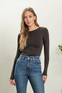 Image 5 of Round Neck Long Sleeve Fitted Knit Top