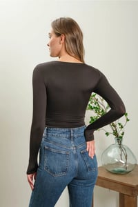 Image 6 of Round Neck Long Sleeve Fitted Knit Top