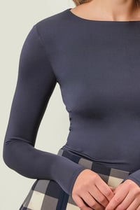 Image 3 of Round Neck Long Sleeve Fitted Knit Top