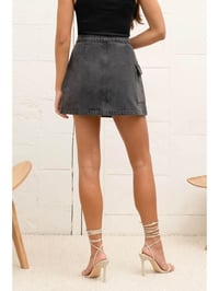 Image 3 of Wrap Denim Mini Cargo Skirt