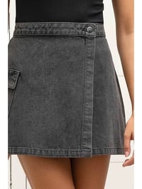 Image 4 of Wrap Denim Mini Cargo Skirt