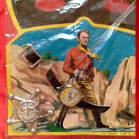 Image 2 of Western Set (Watch and Badge) mask (1950s) - Unopened original package (Japan)