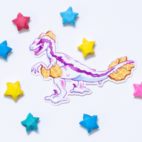 Raspberry Ripple Raptor Sticker | Dessert Dino Weatherproof Vinyl Decal