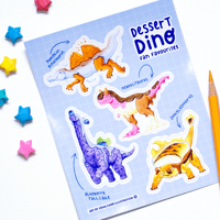 Dessert Dino Sticker Sheet | Cute Dinosaur Vinyl Decals