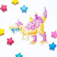 ConfetTi Rex Cake Sticker | Dessert Dino Weatherproof Vinyl Decal