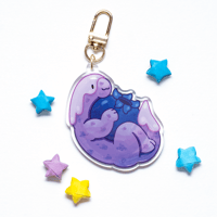 Image 1 of Blueberry Tallcake Keychain | Dessert Dino Acrylic Charm