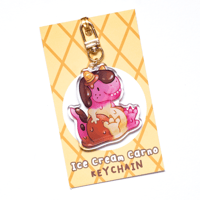 Image 3 of Ice Cream Carno Keychain | Dessert Dino Acrylic Charm