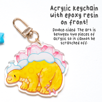 Image 2 of Stegoberry Shortcake Keychain | Dessert Dino Acrylic Charm