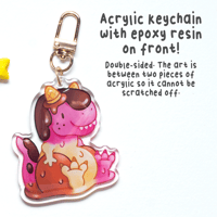 Image 2 of Ice Cream Carno Keychain | Dessert Dino Acrylic Charm