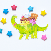 Sundaesaurus Sticker | Dessert Dino Weatherproof Vinyl Stickers