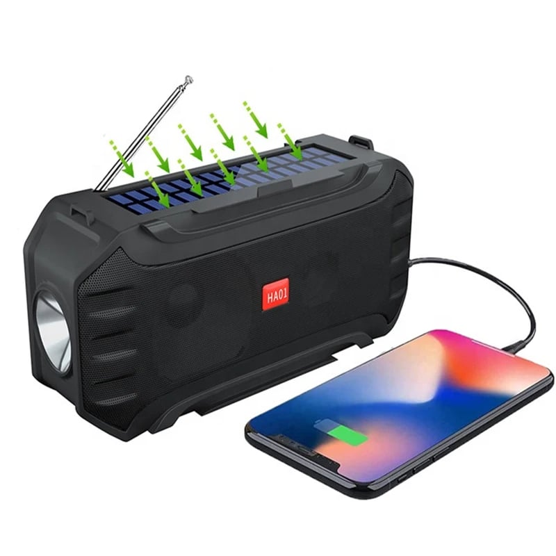 MSL Mini Solar Wireless Speaker - 1200mAh Battery with Flashlight for Outdoor Activities