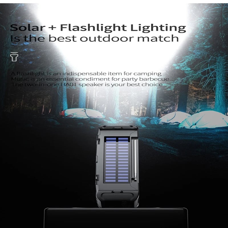 MSL Mini Solar Wireless Speaker - 1200mAh Battery with Flashlight for Outdoor Activities