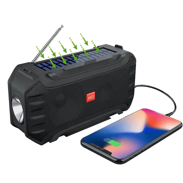 MSL Mini Solar Wireless Speaker - 1200mAh Battery with Flashlight for Outdoor Activities