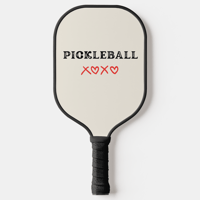 Image 2 of Love Pickleball Custom Pickleball Paddle Beige, Red, Black and Red Stripes with Your Name
