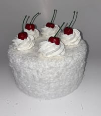 Image 1 of Fake Food Coconut Icing Cake With Cherries On Top Cake 8x6”