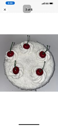 Image 2 of Fake Food Coconut Icing Cake With Cherries On Top Cake 8x6”