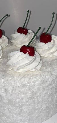 Image 3 of Fake Food Coconut Icing Cake With Cherries On Top Cake 8x6”