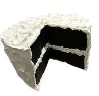 Image 4 of Medium size Swirly Two Layer Dark Chocolate Cake with White Icing cake, faux cake, fake food, 6 i...
