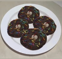 Image 3 of Chocolate Doughnuts with sprinkles/exciting fake food doughnuts/fake food/home decoration/fake do...