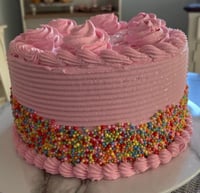 Image 1 of Fake Food, Party In Pink Cake, With Sprinkles 8x6”