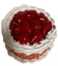 Image 2 of 8x5” FAKE FOOD, glazed Strawberry crumb, dessert, fruit, Cake, centerpiece
