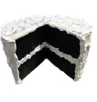 Image 1 of Swirly Two Layer Dark Chocolate Cake with White Icing cake, faux cake, fake food, 8 inch Width by...