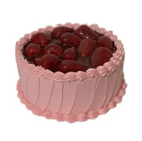 Image 1 of Fake Food, Pretend, Life Size Strawberry Glaze Pink Cake, Size 6”round x 2”tall