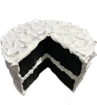 Image 3 of Swirly Two Layer Dark Chocolate Cake with White Icing cake, faux cake, fake food, 8 inch Width by...