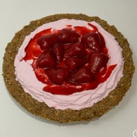 Image 2 of Fake Pie, Pink Cream Strawberry Glaze Pie in a pie graham crust 9” in foil pan