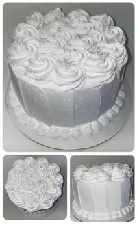 Image 4 of Large size, Fake Food Happy Rosette White Cream Cake 8W x 5H”
