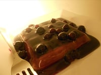 Image 1 of The perfect breakfast prop/rectangle waffle/Fresh blueberry syrup/4X4 inches/ FAKE FOOD/ thick gl...