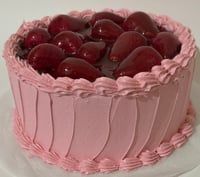 Image 3 of Fake Food, Pretend, Life Size Strawberry Glaze Pink Cake, Size 6”round x 2”tall